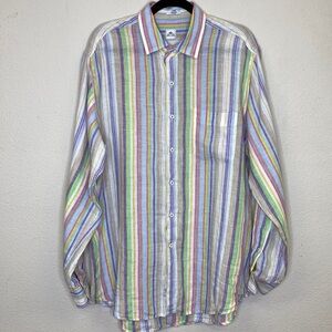 Peter Millar Linen Button Front Shirt Men's Size Large